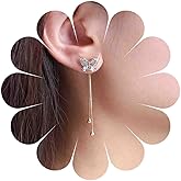 Iaceble Boho Long Chain Drop Earrings Butterfly Tassel Chain Earrings Gold Crystal Butterfly Stud Earrings Cz Butterfly Earrings Jewelry for Women