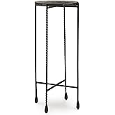 Signature Design by Ashley Newgoren Industrial Glass Tabletop Accent Table with Patterned Rod Legs, Black & Glass