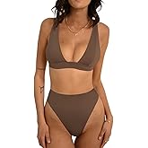 Forjunlyup Women Sexy Brazilian Bikini Sets 2 Piece Cheeky Triangle Bikini V Neck Swimsuit high Cut Thong Bottom