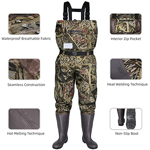 RUNCL Chest Waders with Boots Fishing Waders WaistHigh Waders