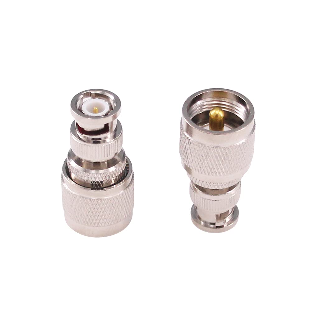 RFaha 2pcs BNC Male to UHF Male PL259 PL-259 RF Coax Coaxial Adapter Connector for Radios Wi-Fi Telecom(F104-2)