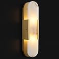 LTTKLMP 19.7" Natural Alabaster Wall Sconce Modern Brass Bedroom Bedside Marble Wall Lamp for Bathroom Indoor 7W LED Mirror Wall Light Vanity Light Fixtures Perfect for Hallway Living Room 3000K