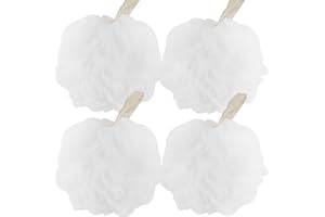 Fu Store Loofah Sponge Shower Loofahs 50g Bath Sponges Mesh Balls for Body Scrubber Exfoliator Wash Back Scrubbers Bathroom Men Women - 4 Cleaning Bathing Accessories (50g White 4 Pack)