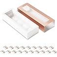 BAKIPACK 20 Rose Gold Truffle Box, Chocolate Box Packaging, Candy Boxes with 4-Piece Plastics Tray (Tray Size with 5.75x2.75 Inches), Pull Out Packing with Clear Window Sleeves