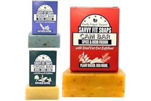 Savvy Fit Soaps Handmade Natural Soap Bar - TOP MENS BARS - CAM Bar, BUDDY Bar, CROSS Bar Soap Bars - Plant-Based - Both Body & Face - Cruelty-Free Gift (Pack of 3) 4.5 oz/Bar