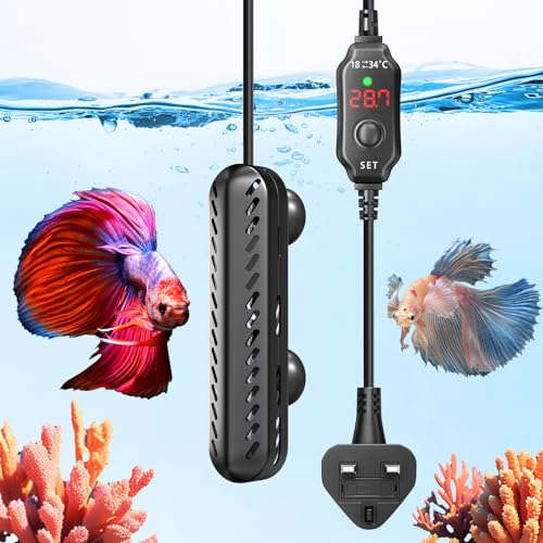 Bonlux 100W Aquarium Heater, Submersible Fish Tank Heater with Over-Temperature Protection and External Temperature Controller, 50-70Liter Turtle Tank Heater for Saltwater and Freshwater