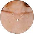 Ava Riley Dainty Necklace for Women,14K Real Gold Plated Silver Simple Necklace for Women, Pearl Lock Bar Karma Circle Trendy Choker Jewelry