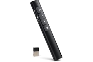 Wireless Rechargeable Presenter Clicker – USB Remote with Laser Pointer & Hyperlink – Compatible with Laptop/Mac/Windows – fo