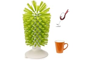 Glass Bottle Bristle Brush with Suction Cup,Turtle Shell Cleaning Brush,Brush Up Glass Brush,Glass Cup Bristle Brush Cleaner 