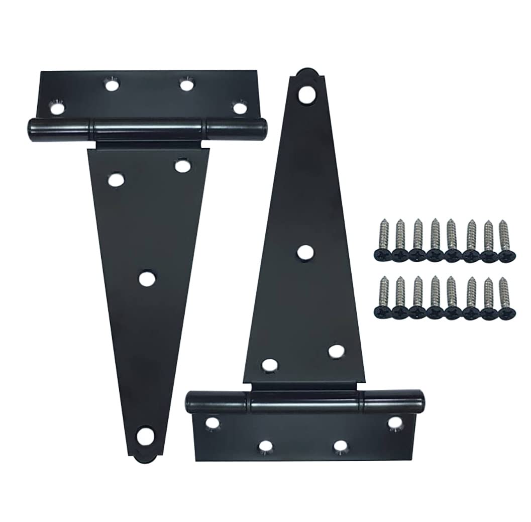 QCAA Stainless Steel Extra Heavy Tee Hinge, (2pack(8"), Black Coated)