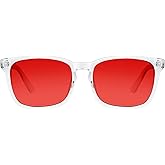 TIJN Sleep Glasses with Blue Green Light Blocking, Red Light Lens for Computer Gaming, Screen Fatigue & UV Protection