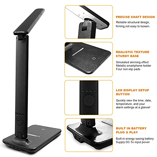 Desk Lamp LED Desk Light, Smart Features(Clock, Alarm, Date