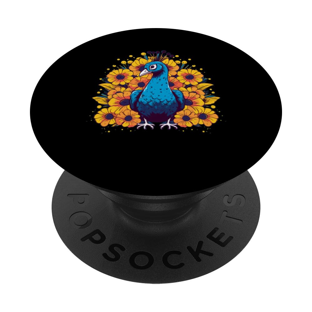 Peacock Sunflower for Peacock Bird Lovers Women Girls PopSockets Swappable PopGrip