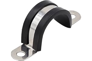 XFFCSEC 22 Pcs 304 Stainless Steel Cable Clamp,Rubber Cushioned Insulated Clamp,Pipe Clamp,for Pipe and Wires fixed Installation. (1/2(12mm))