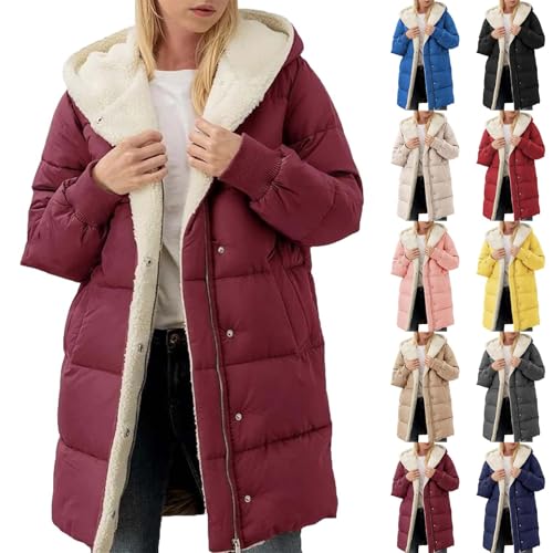 Ladies Winter Coats Winter Jackets for Women UK, Lightweight Longline Puffer Coat with Hood, Warm Quilted Parka Jacket Cosy Lined for Hiking Women Coat