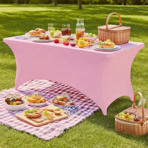 ANNAFRIS 6 Feet Stretch Table Cloth, 183 x 76 x 76 cm Polyester Table Cover, Washable Beauty Bed Sets (White)
