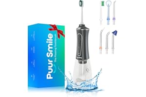 Puur Smile Professional Water Flosser - Advanced Dental Care for a Healthier Mouth, Gum, and Teeth - IPX7 Waterproof Oral Irrigator | 7 Replacement Tips, Travel-Friendly, Rechargeable - Oral Hygiene