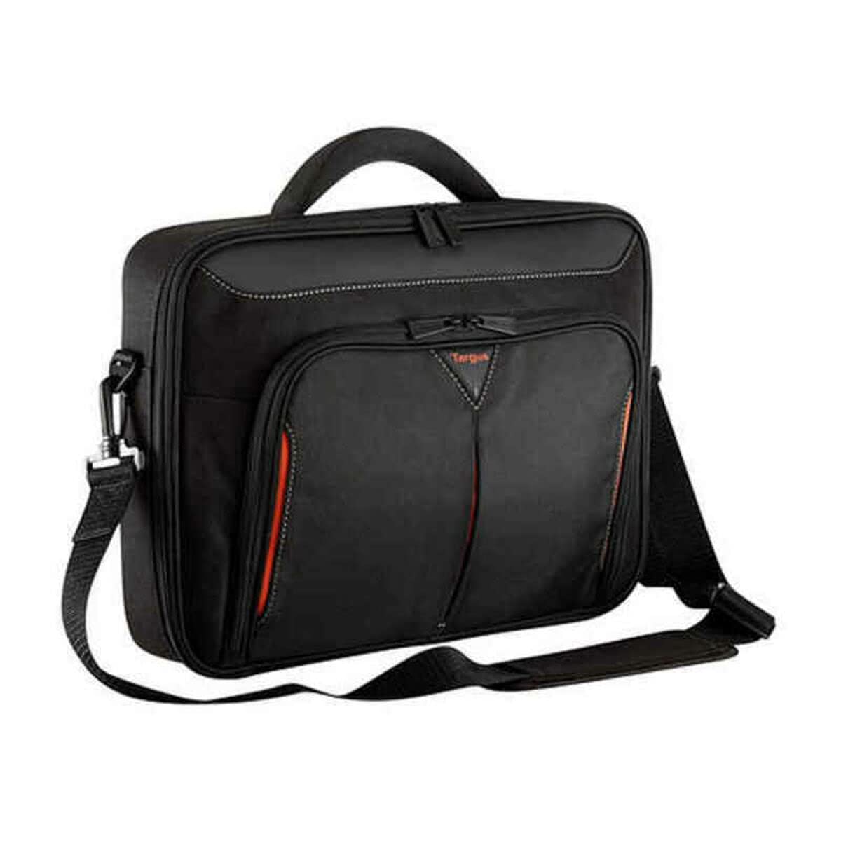 Targus Laptop Bag, Fits up to 14" Laptops, Classic Clamshell Case Design, Protective Laptop Bag with Padded Handle, Black/Red