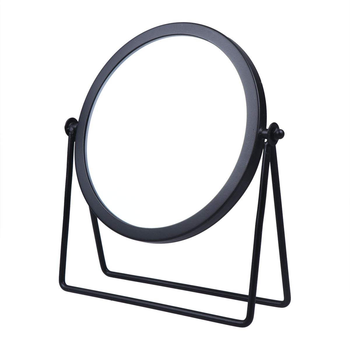 Beaupretty Travel Vanity Mirror 360 Degree Metal Round Makeup Mirror Compact Mirror with Stand for Desktop Bedroom Bathroom(Black)