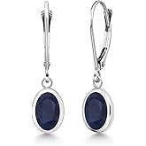 Gem Stone King Drop Dangle Leverback Earrings For Women | 925 Sterling Silver | Oval 8X6MM | Gemstone Birthstone | Fine Jewelry Gifts for Her Mom Women Wife
