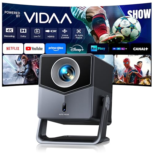 4K Projector 【1400 ANSI/Vidaa System】Dolby Audio Projector Auto Focus and Keystone Video Projector Bluetooth 5.4 Two-way Projector with AirPlay TOPTRO A2 TV Projectors for HDMI/Home Cinema/Outdoor