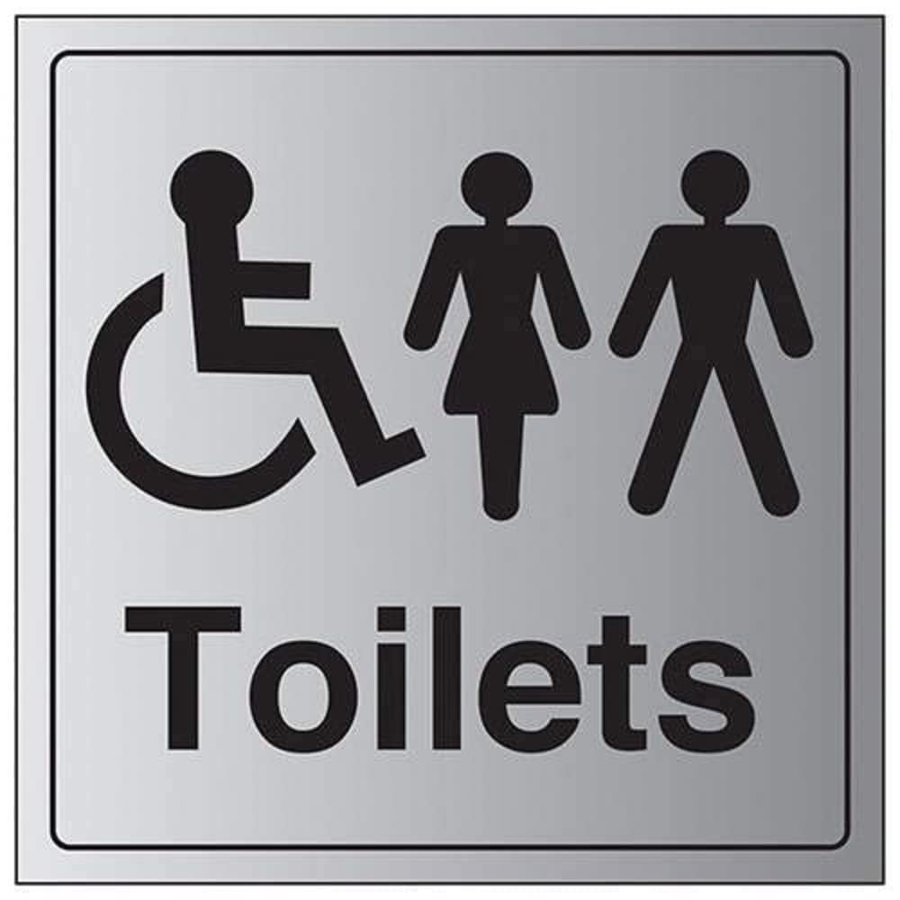 V Safety General Door-Disabled/Gents/Ladies Toilet Sign - 200mm x 200mm - 1.6mm Alu Rigid Plastic