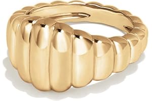 AllenCOCO Chunky Gold Plated Rings for Women - Trendy Cubic Zirconia 14k Gold Filled Stackable Rings