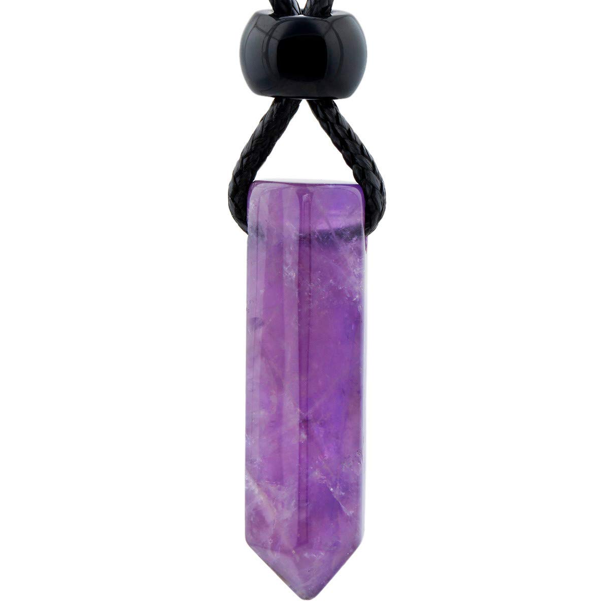 KYEYGWO Amerthyst Healing Crystal Point Pendant Necklace for Men Women with Adjustable Chain