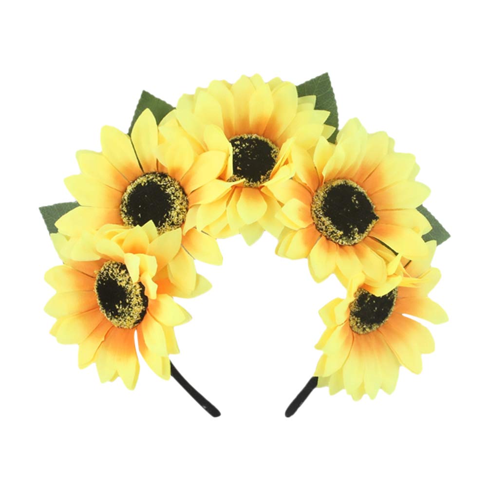 FOMIYES Sunflower Headband Flower Hair Hoop Women Floral Hair Band Hair Clips for Women Wedding Bridal Beach Hair Decoration
