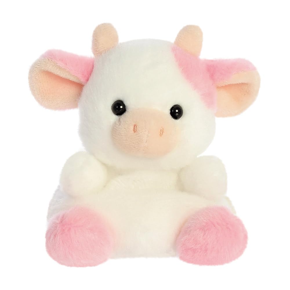 Aurora, 33765, Palm Pals Belle Strawberry Cow 5In, Soft Toy, White & Pink
