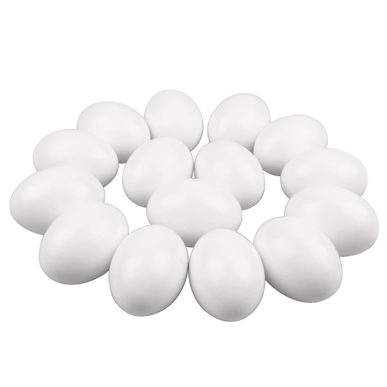 15 Pcs Wooden Easter Eggs for Crafts,White Fake Eggs,Easter Egg Decorations for Painting,DIY,Wooden Play Toy Food,Kids,Adults ﻿