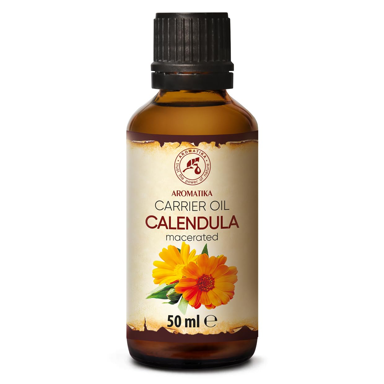 Calendula Oil 50ml - Calendula officinalis Flower Extract - 100% Pure & Natural - Basic Oil - Benefits for Skin - Body - Great for Beauty - Relaxation - Bath - Massage - Glass Bottle - Oils Calendula