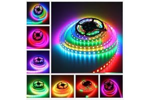16.4ft/5M WS2812B 150LEDs/300LEDs Built-in Individually Addressable SMD 5050 RGB Dream LED Strip White/Black PCB IP67 Waterpr