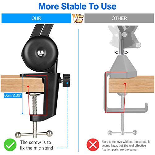 HAUEA Large Microphone Arm Stand(18.9”), Adjustable Suspension Boom