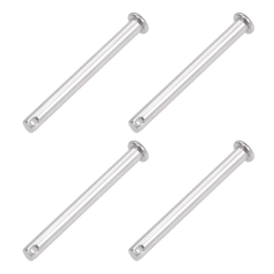 sourcing map Single Hole Clevis Pins - 6mm X 60mm Flat Head 304 Stainless Steel Link Hinge Pin 4Pcs