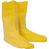 Cordova LBC10 Hazmat/Nuke Boots, .75 MM Thickness, Natural Rubber, Yellow, Unlined, 12-Inch Length, Ribbed/Textured Sole for Grip, X-Large for Shoe Sizes 11-12.5