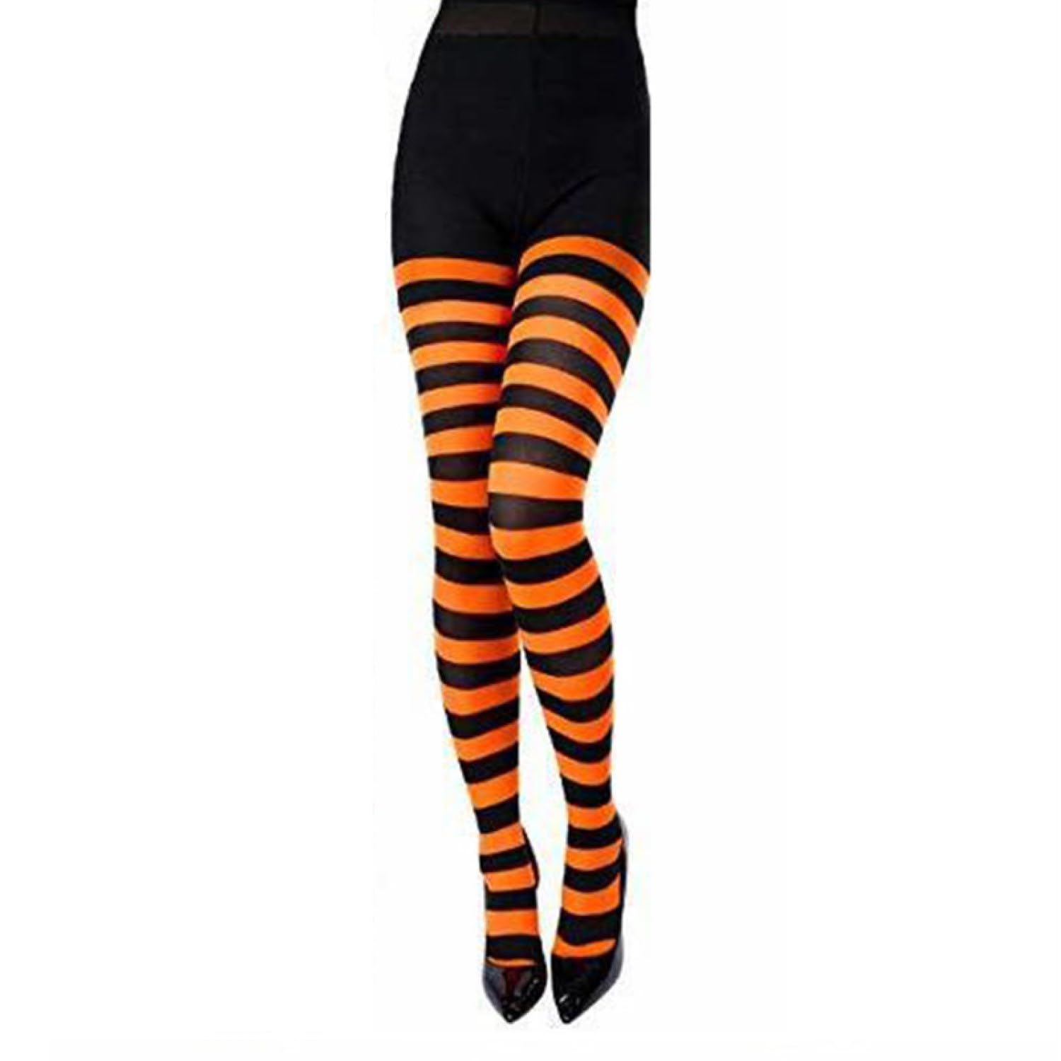 HIXNUG Halloween Striped Tights Orange Black Striped Socks Ladies Striped Pantyhose Elf Fancy Dress Costume Thigh High Stockings for Women Halloween Cosplay