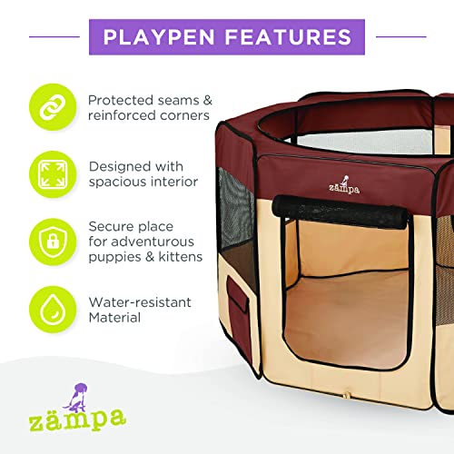 Zampa Dog Playpen Medium 45"x45"x24" Pop Up Portable Playpen for Dogs