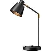 Anxingtools LED Desk Lamp with Dual USB Charging Ports, 100% Metal, 270° Swivel Arms, Soft White Light (3000K), Bedside Readi