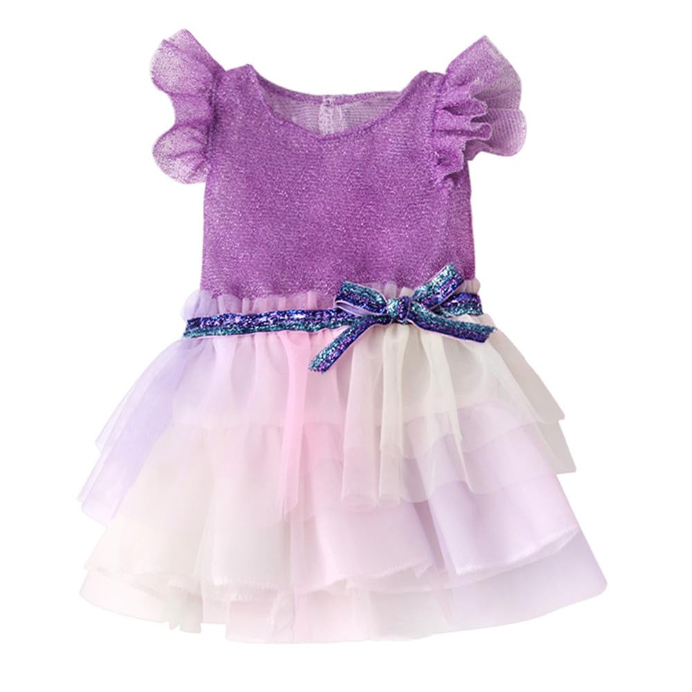 NIXNUT Doll Clothes Princess Gauzy Dress with Bow Belt Summer Clothing for American Girl Doll 18-inch