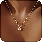 Tasiso Letter Necklace 14K Gold Plated Necklace Initial Necklaces for Women Cute Alphabet Pendant Personalized Jewelry Gift for Her A