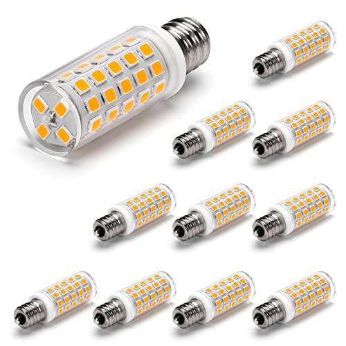 ALIDE E12 LED Candelabra Light Bulbs 6W C7,Replace E12 60 Watt Halogen Equivalent,Warm White 2700k T6 110V 120V Small Base E12 LED Bulbs for Ceiling Fan Chandelier Lighting,550lm(10Pack)