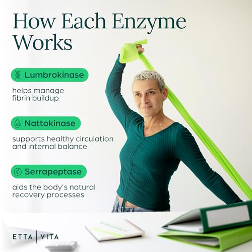 Potent Nattokinase 4000 FU Serrapeptase 240000 SPU Lumbrokinase 2000 FU Supplement - Proteolytic Enzymes Capsules for Energy Support, Digestion, Detox, Cognition & Gut Health for Men & Women