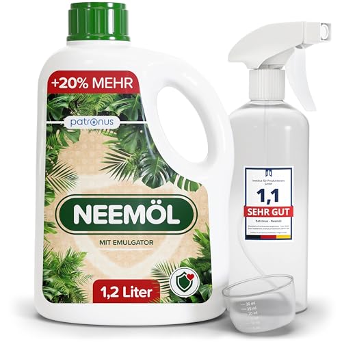 Natürliches Neemöl mit Emulgator 1200 ml, inkl Sprühflasche & Messbecher