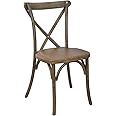 EMMA + OLIVER 2-Pack Hand Scraped Dark Natural X-Back Chair