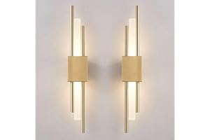 Modern Linear LED Wall Sconces Set of Two, Vertical Double Rod Wall Mounted Light Mid Century Wall Lamp for Bedroom Bedside L