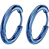 TDEBA 316L Surgical Stainless Steel Huggie Hoop Earrings with Cubic Zirconia, 10G 12G 14G 8-20mm Cartilage Lobe Earrings, 14G Piercing Jewelry