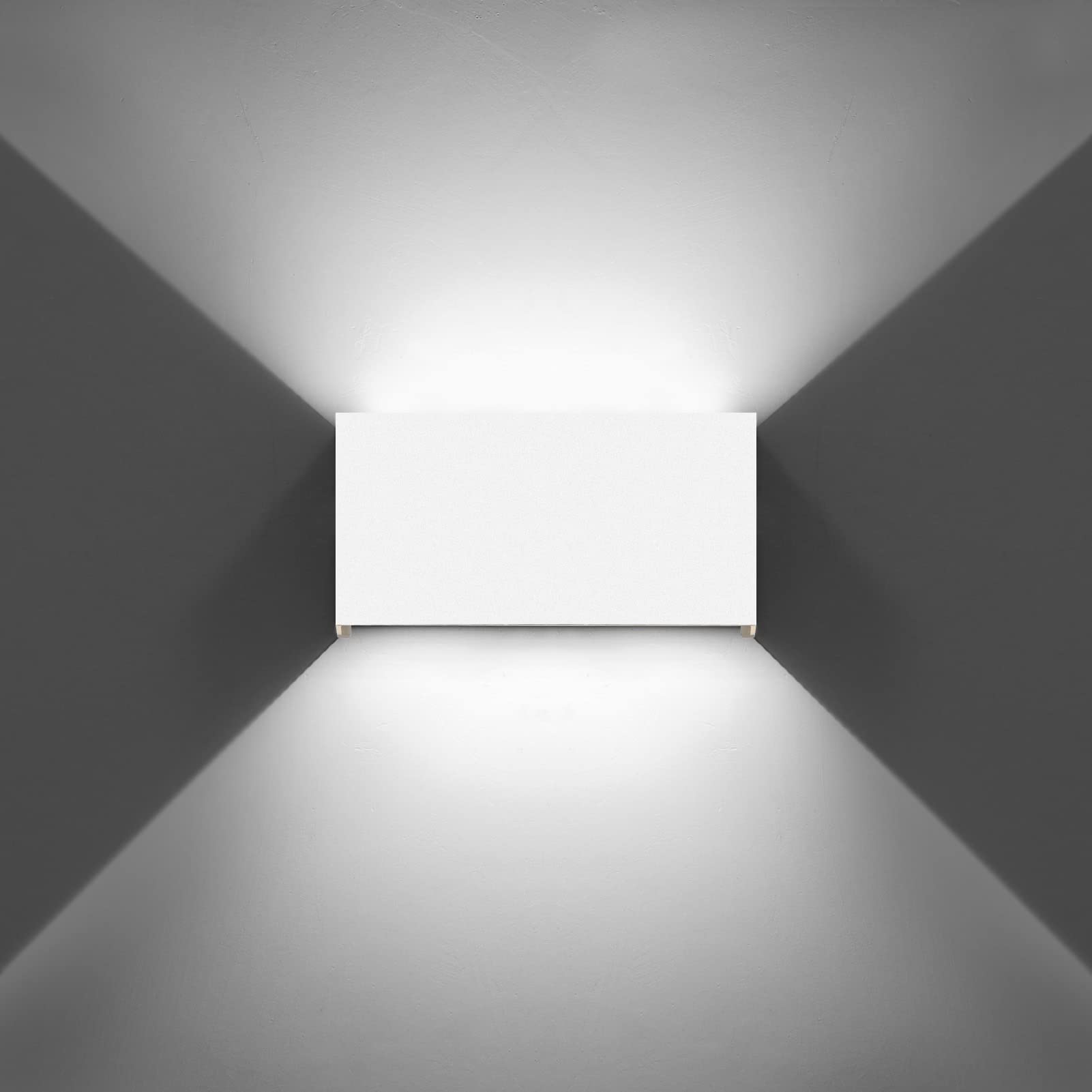 KAWELL 12W Modern Wall Light LED Wall Lamp Up Down Adjustable Beam Angle Aluminum Wall Wash Light LED Waterproof IP65 Indoor Outdoor for Bathroom Bedroom Corridor Living Room Stair Garden, White 6000K