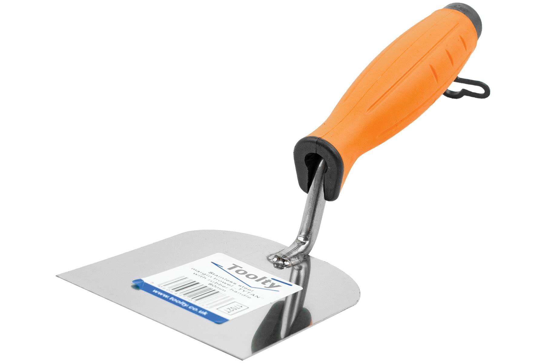 Toolty Stainless Steel Margin Trowel, Wall Putty Trowel, Plastering Trowel, Finishing Trowel - 80mm - for Brickwork and Plastering - Rubber Handle, DIY - TLTY-1702T
