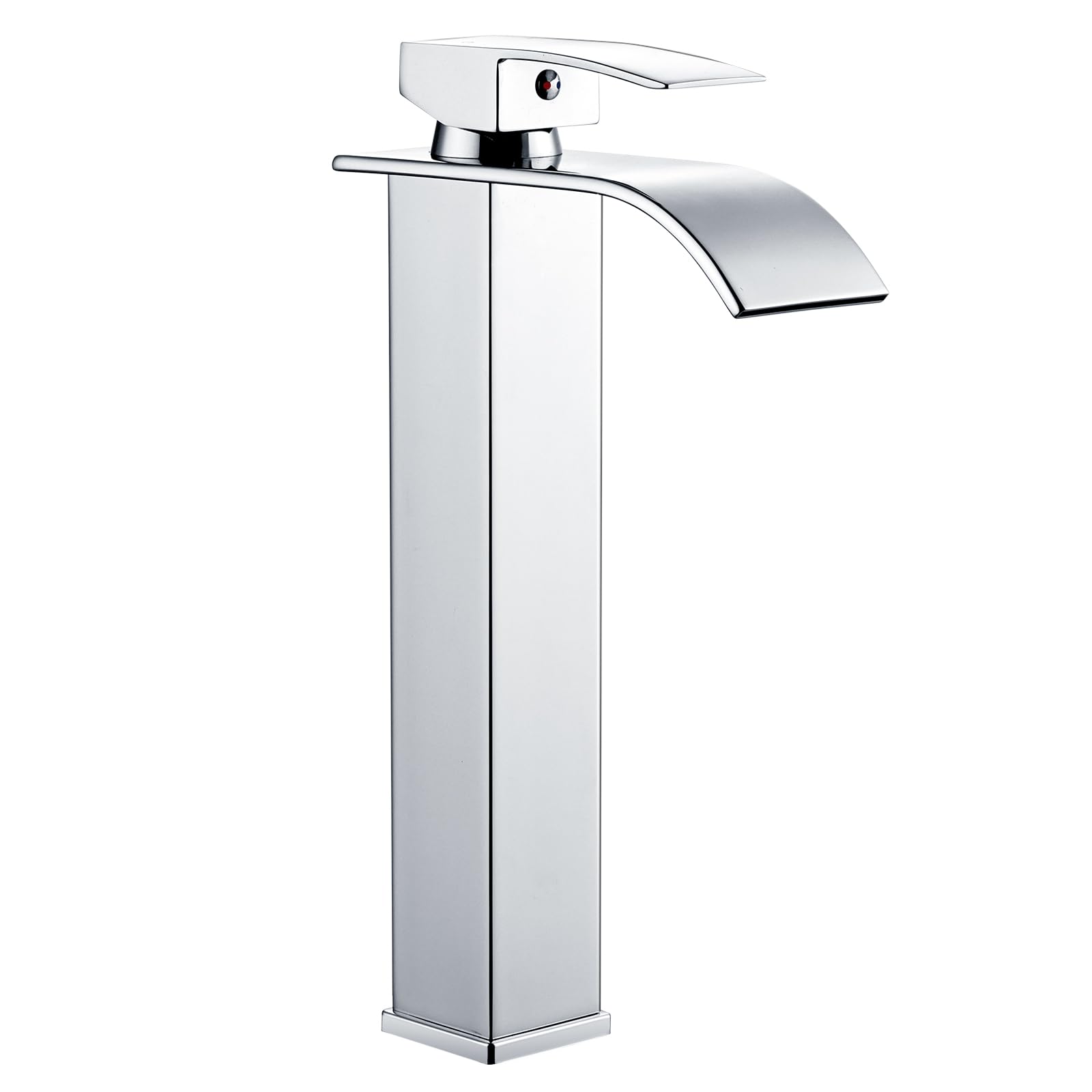 Sistaby Basin Mixer Taps Tall Bathroom Sink Tap Mixers Waterfall Countertop High Square Cloakroom Faucet Monobloc Chrome Stainless Steel with G1/2’’ Hoses Mono 1 Hole